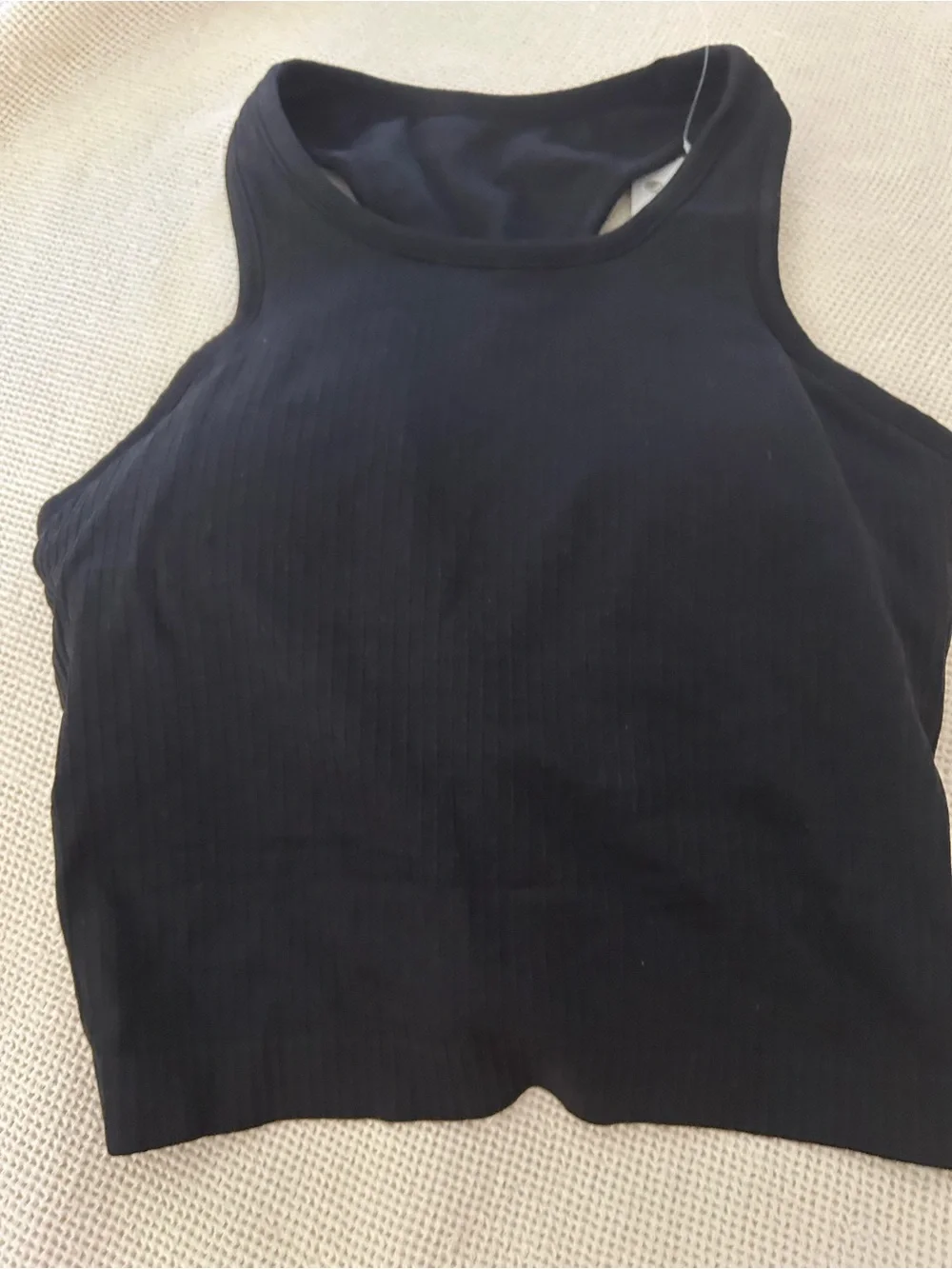 CRZ YOGA Seamless Ribbed High Neck Crop Tank Tops Sports Bra, Black, Small, NWT - Picture 3 of 8